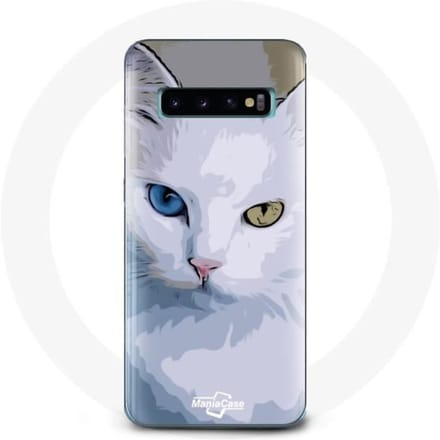 Coque pour Samsung Galaxy S10 Plus Turc de van Chat oeil bleu et oeil jaune