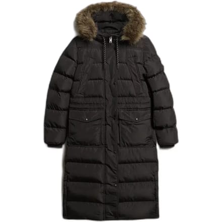 Superdry - Lange Everest jas met imitatiebont - Dames - Gewatteerde jassen