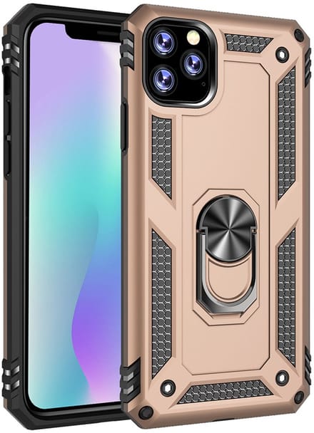 Ntech hoesje Geschikt voor iPhone 11 Pro Max Armor Ringhouder TPU - Goud