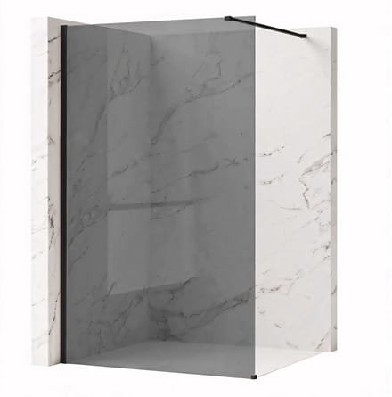 Rea Flexi Grey 80 - Gehard Glas 8 Mm (Grijs) - Douchewand - Zwart120X80X195Cm