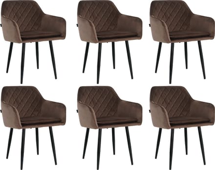 Lina® Noble Eetkamerstoelen - Bruin - Set van 6 - Velvet