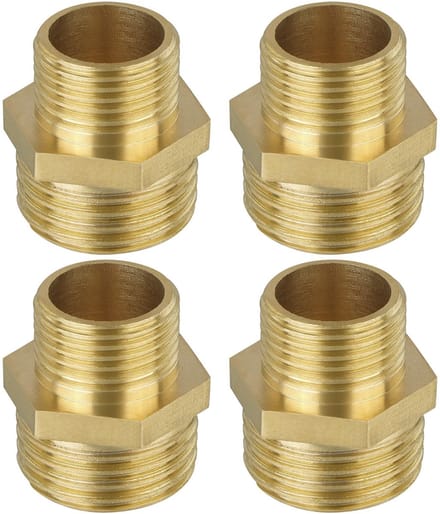 Allecto - Messing Reducer Nipple - 1/2 inch naar 3/8 inch - 4 Stuks