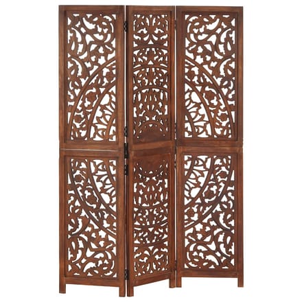 vidaXL - Kamerscherm - 3 - panelen - handgesneden - 120x165 - cm - mangohout - bruin