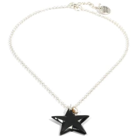 Heaven Eleven dames Ketting zilver plating met zwart ster van hertegewei