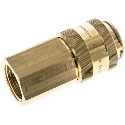 Messing DN 19 Luchtkoppeling Snelkoppeling G 1 inch Binnendraad Double Shut-Off - CLS19-F-B-SV-100