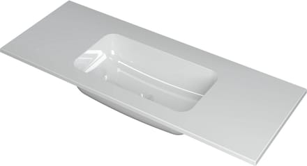 INK® Faktor wastafel polystone midden zonder kraangat 120x45x1,5cm, glans wit