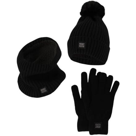 Heatkeeper Dames Winter Thermo Set - Muts + Handschoenen + Nekwarmer - Zwart - One Size