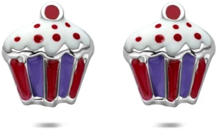 Zilveren gerhodineerde oorknoppen cupcake 7,5 mm - 1341853