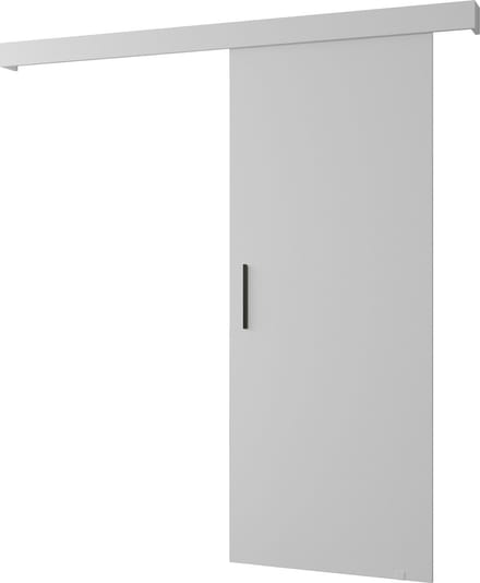 InspireMe - Schuifdeursysteem met rail - 90x204cm - AGRA I - Wit Mat + Wit frame + Zwart Handvat met Soft-Close system