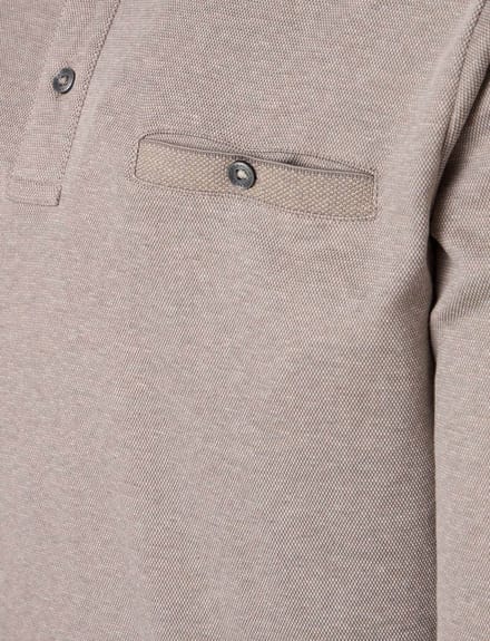 CASA MODA comfort fit heren polo lange mouw - beige dessin