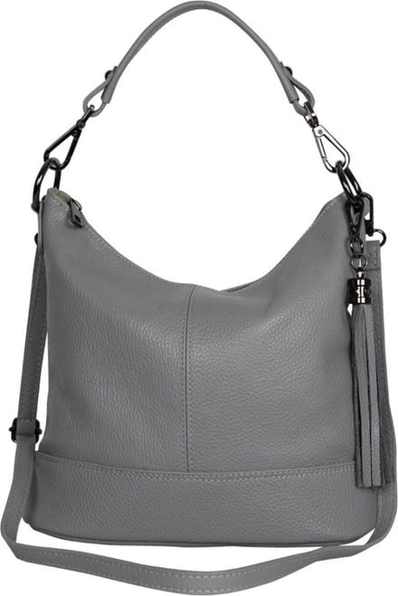 AmbraModa GLX09 - Dames handtas, schoudertas van echt leer. Grijs