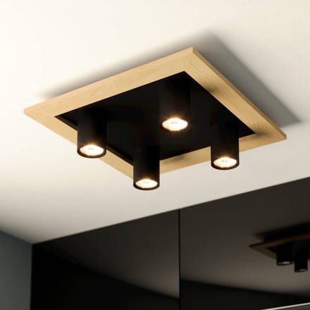 EGLO Valcasotto 1 Plafondlamp - GU10 - 37 cm - Zwart|Bruin