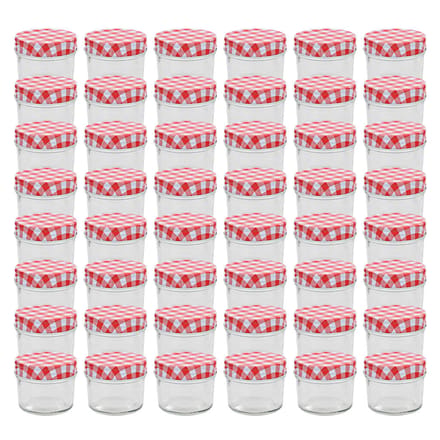 vidaXL - Jampotten - met - wit - met - rode - deksels - 48 - st - 110 - ml - glas