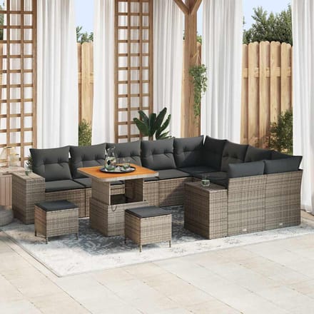 vidaXL Tuin Sofa Set 12 st 9-Aantal zitplaatsen Grijs poly rattan