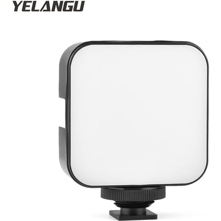 YELANGU LED01 Mini LED-videolamp Fotografie-invullamp 6500K Dimbaar 5W met Cold Shoe Mount zwart