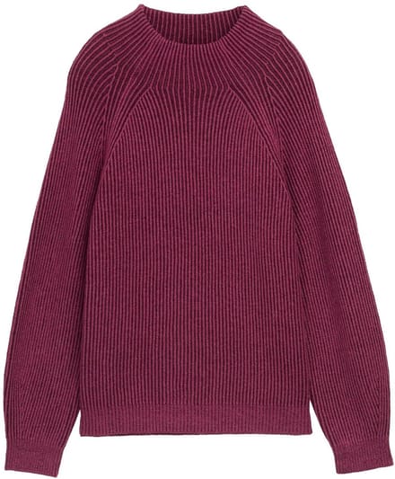 Tom Tailor - Losvallende gebreide trui met opstaande kraag - Maat L - red rib structure