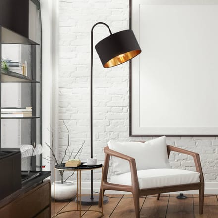 B.K.Licht - Vloerlamp - zwart gouden -  h: 145cm - excl. E27 lichtbron