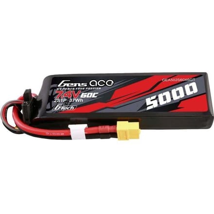 Gens ace &Tattu G-Tech 5000mAh 7.4V 60C 2S1P Lipo PC material case with XT60 Plug