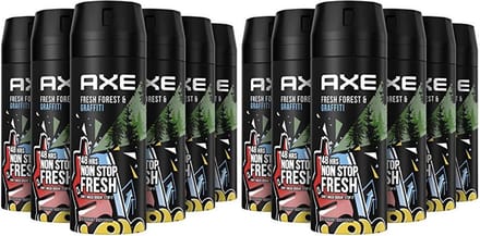 Axe Deospray - Collision Fresh Forest + Graffiti 150 ml - Voordeelverpakking 12 stuks
