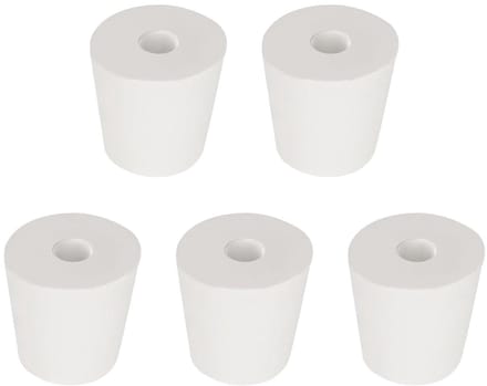 Rubber Stopper - Enkel gat - Laboratorium sluiting - Conisch ontwerp - 5 stuks - Wit