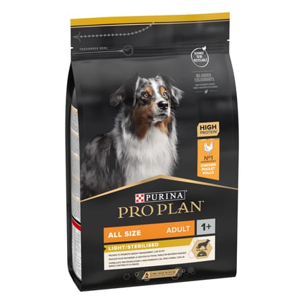 3kg All Size Adult Light/Sterilised Optiweight Kip & Rijst Pro Plan Hondenvoer