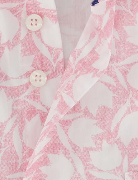 Overhemd geprint roze eden vally korte mouw met borstzak