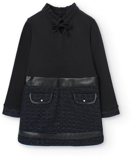 Boboli Combined Lang Mouw Jurk Zwart 7 Years Meisje