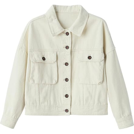 Enkelrijige Losse en Dunne Denim Korte Jas voor Dames M beige