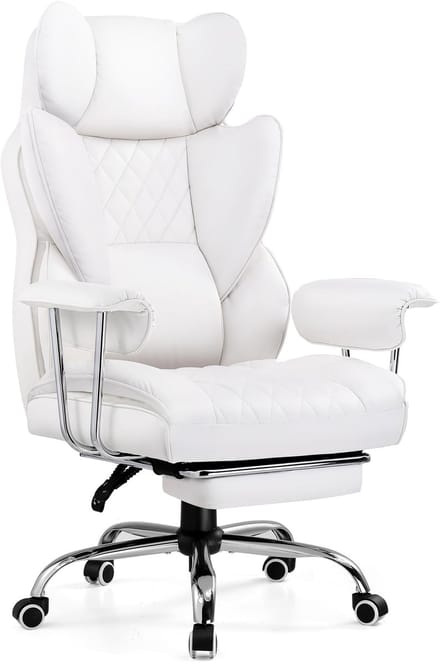 GTPLAYER - Ergonomische Gamingstoel - Met Voetensteun en Verstelbare Rug - Wit
