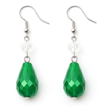 Oorhangers met groene druppelvormige kristal hanger