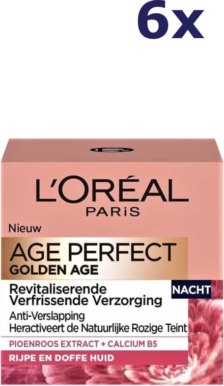 L'Oréal - Age Perfect Golden Age Nachtcrème - 6 x 50 ml - Voordeelverpakking