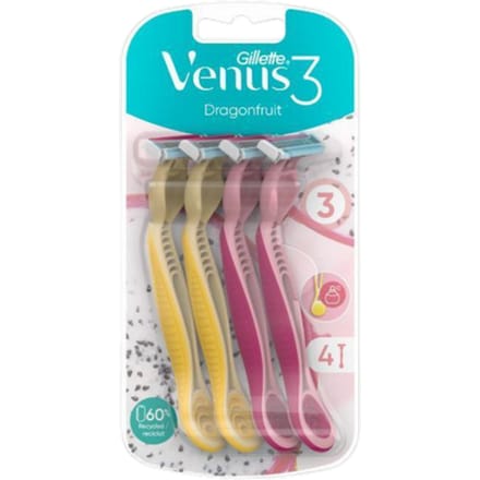 Gillette Venus 3 Dragon Fruit Wegwerpscheermesjes – 4 stuks