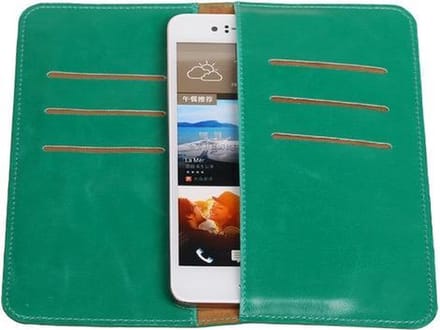 Groen Pull-up Large Pu portemonnee wallet voor HTC