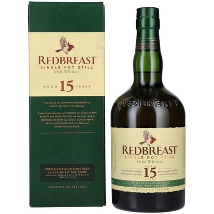 Redbreast 15 Years Old Single Pot Still Irish Whiskey 46% Vol. 0,7l in geschenkverpakking