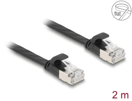Delock RJ45 Flat Patch Cable plug to plug Cat.6A 2 m black