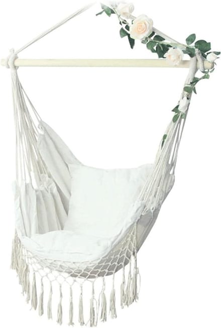 Hangstoel - Schommelstoel - Ontspannen Buiten - Robuust Canvas - Max 150 Kg - Wit