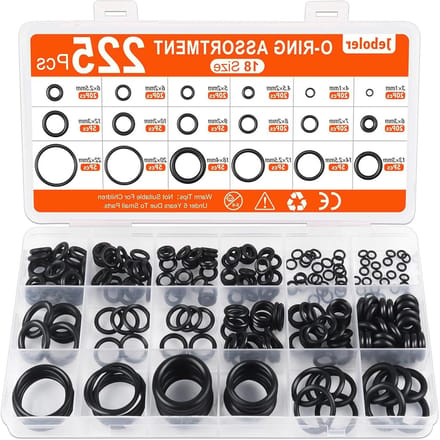O-ring Assortiment - Afdichtringen Set - Lekkages Dichten - NBR Rubber - 225 Stuks - Zwart
