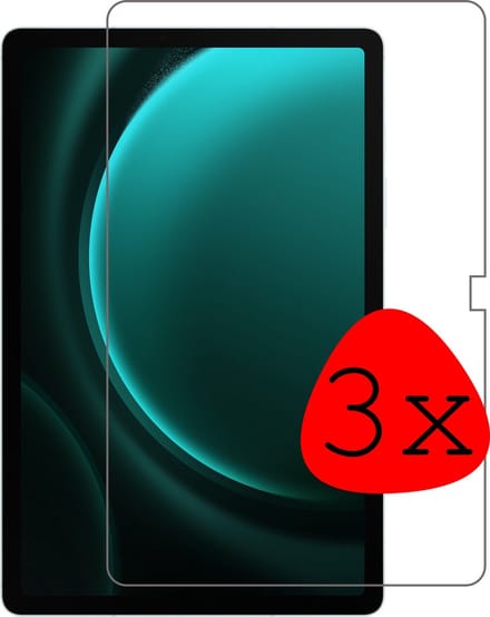 Screenprotector - 3 Stuks Geschikt voor Samsung Galaxy Tab S9 FE Plus - Extra Sterk - Beschermglas - Gehard Glas - Tempered Glass - Screen Protector