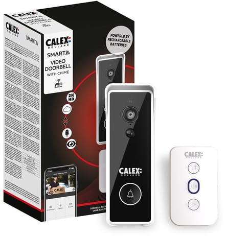 Calex Slimme Deurbel met Camera - 2K Video Deurbel - Draadloos - Incl. Chime