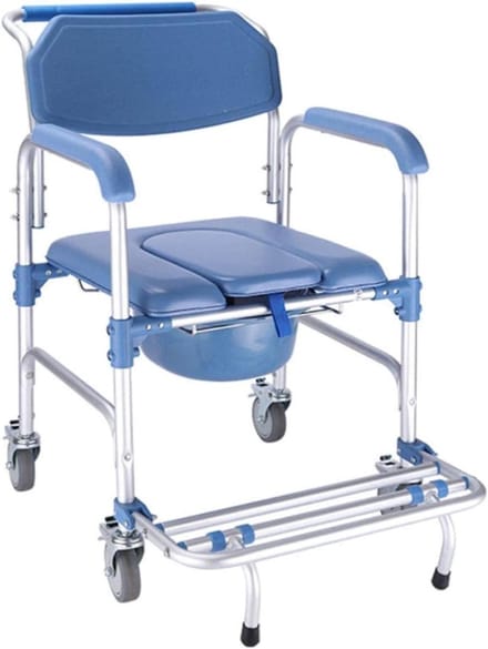 Commode stoel - Mobiel toilet - Ondersteuning thuis - Inklapbaar met remmen - 200 kg draaglast - Grijs