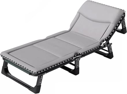Vouwbed Kamperen - Opklapbaar Bed - Ontspannen Buiten - Verstelbare Rugleuning - 190 x 75 cm - Grijs