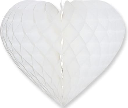 Bellatio Decorations - Decoratie ophang hartje papier - wit - 15 x 18 cm - Bruiloft