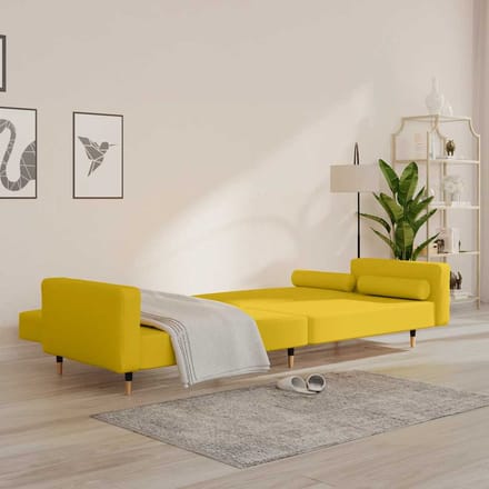 vidaXL - Slaapbank - 2-zits - met - 2 - kussens - fluweel - geel