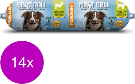 Fokker Dog Meat Roll - Hondenvoer - 14 x Lam 350 g