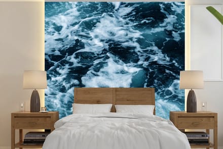 Behang - Fotobehang Water - Blauw - Golf - Breedte 280 cm x hoogte 280 cm
