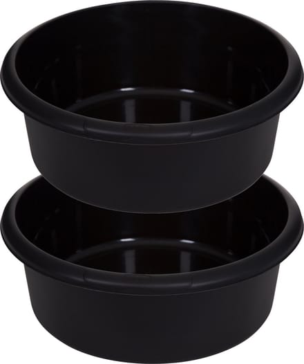 Whitefurze Afwasteil/afwasbak - 2x - 8 liter - zwart - 34 x 34 x 13 cm