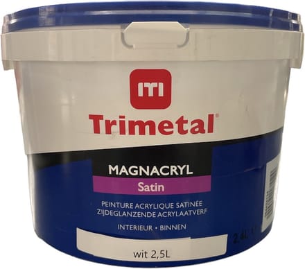 Trimetal Magnacryl Satin - 2,5 l - 11 m²/l - Wit - Afwerkingslaag