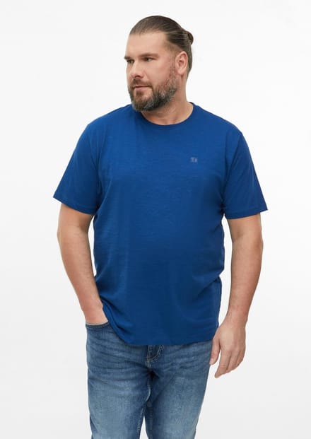 s.Oliver - male - T-shirt in vlamgarenstructuur met logodetail