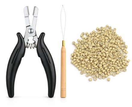 Guardian Beauty Microringen met Siliconen - 500 stuks - Beige - Inclusief Tang + Loop Tool - Voor Haar Extensions