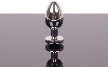 Buttplug RVS met zwart kristal - small